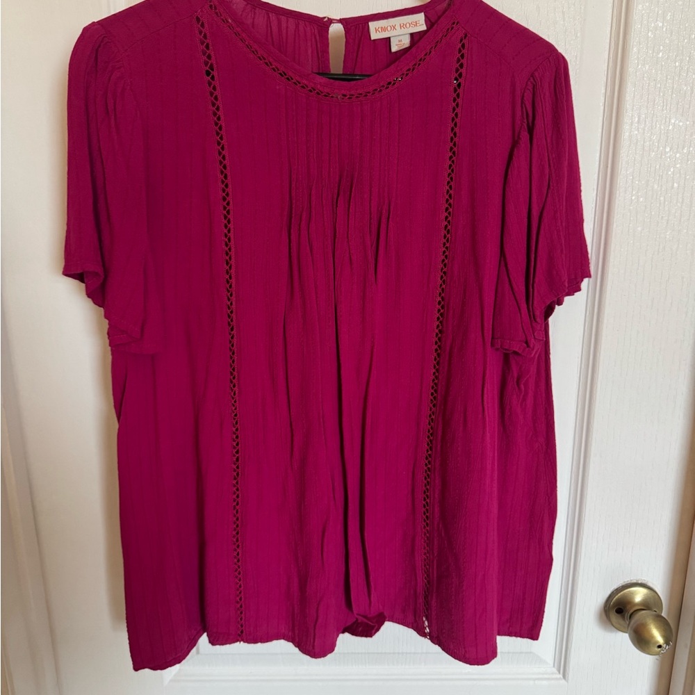 Knox Rose Pink Pleated Short Sleeve Blouse